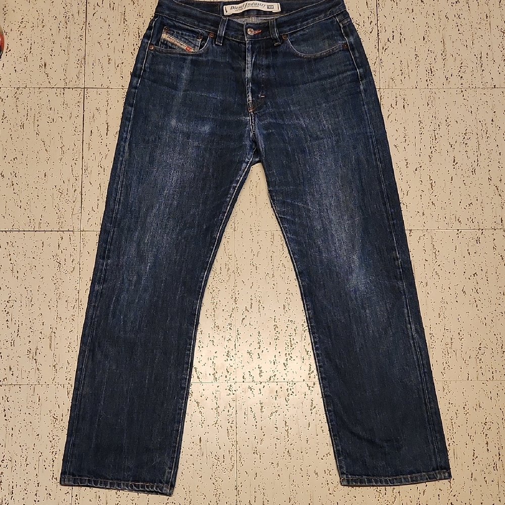Diesel Industry Italy Straight Leg Dark Blue Wash Denim Jeans Vintage Y2K